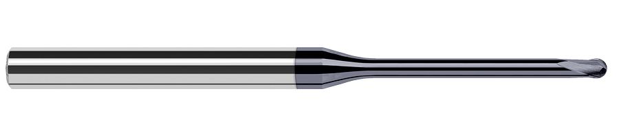 Picture of Harvey Tool 33862-C6 .062 Dia Ball Hard Mill, 12x RCH, 2 FL End Mill Standard Flute Standard Helix Carbide AlTiN Single End Ball NoseBall